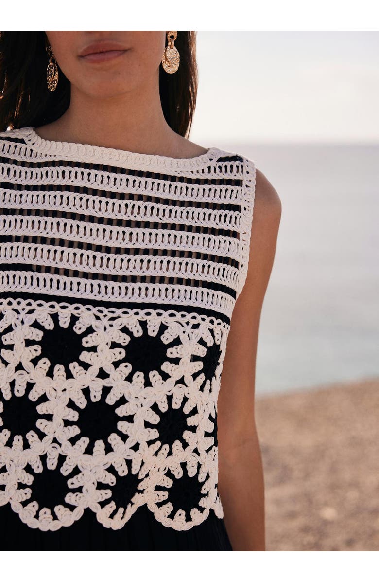 MINT VELVET Crochet Midi Dress, Alternate, color, Black