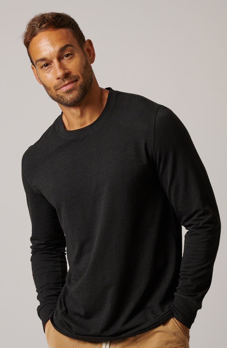 LEISURE LAB Long Sleeve Slub T-Shirt, Alternate, color, Matte Black