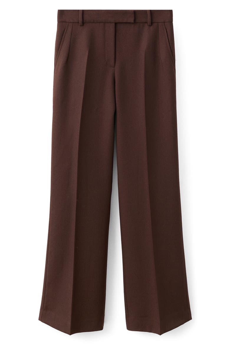 Selection Pleat Front Straight Leg Wool Pants, Main, color, BROWN