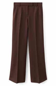 MANGO Selection Pleat Front Straight Leg Wool Pants
