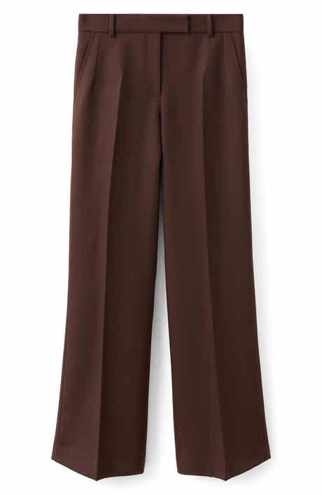MANGO Selection Pleat Front Straight Leg Wool Pants