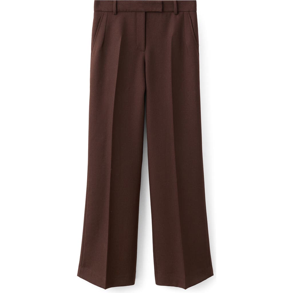 Mango Pleat Front Straight Leg Wool Pants In Brown