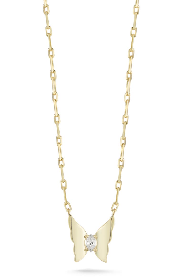 Cubic Zirconia Butterfly Pendant Necklace, Main, color, GOLD