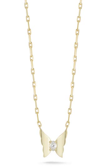 Glaze Jewelry Cubic Zirconia Butterfly Pendant Necklace In Gold