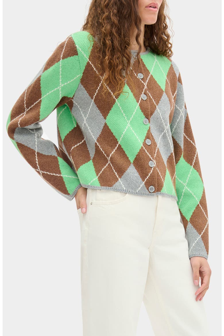 Aggie Argyle Cardigan, Alternate, color, GREEN MIX