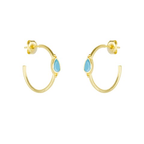 Drop Turquoise Solitaire Earrings Sterling Silver - Turquoise