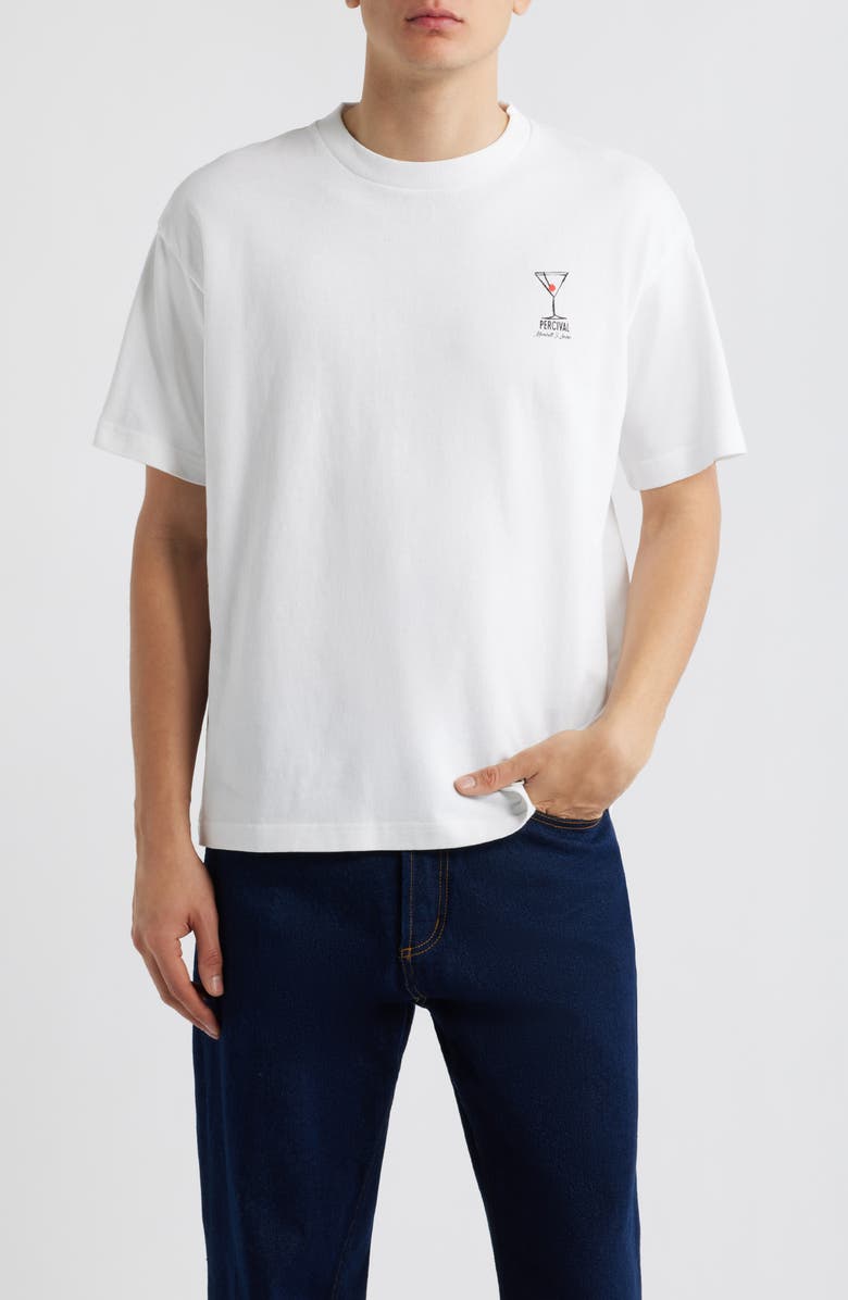 Percival Rossi Martini Oversize Graphic T-Shirt, Main, color, White