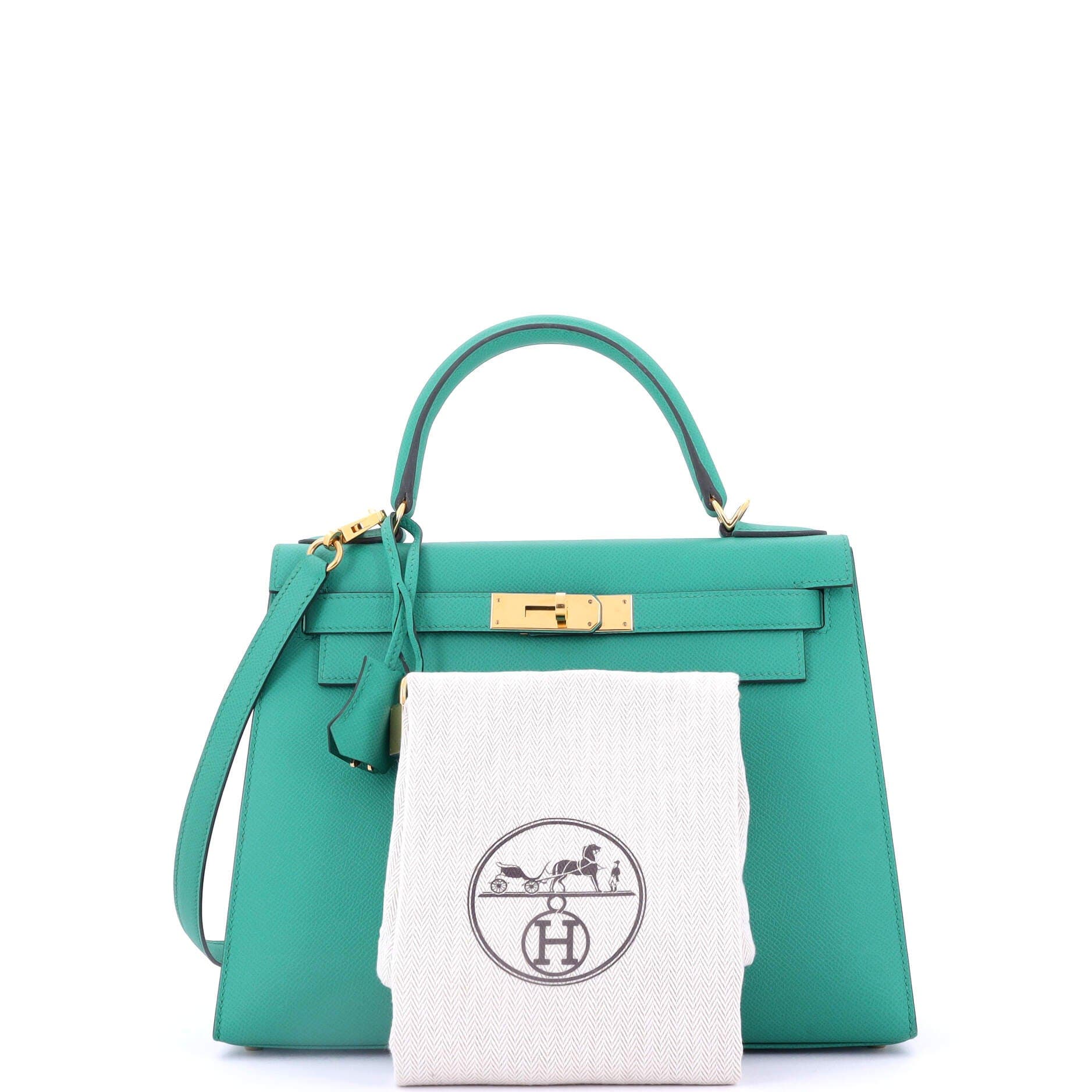 Pre-Owned Hermes Kelly Handbag Green Epsom with Gold Hardware 28, Alternate, color, Vert Verone