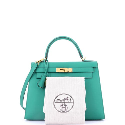 Pre-owned Hermes Hermes Kelly Handbag Green Epsom With Gold Hardware 28 In Green