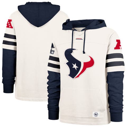 Men's '47  Cream Houston Texans Split Zone Cornerback Duo Lacer Hoodie