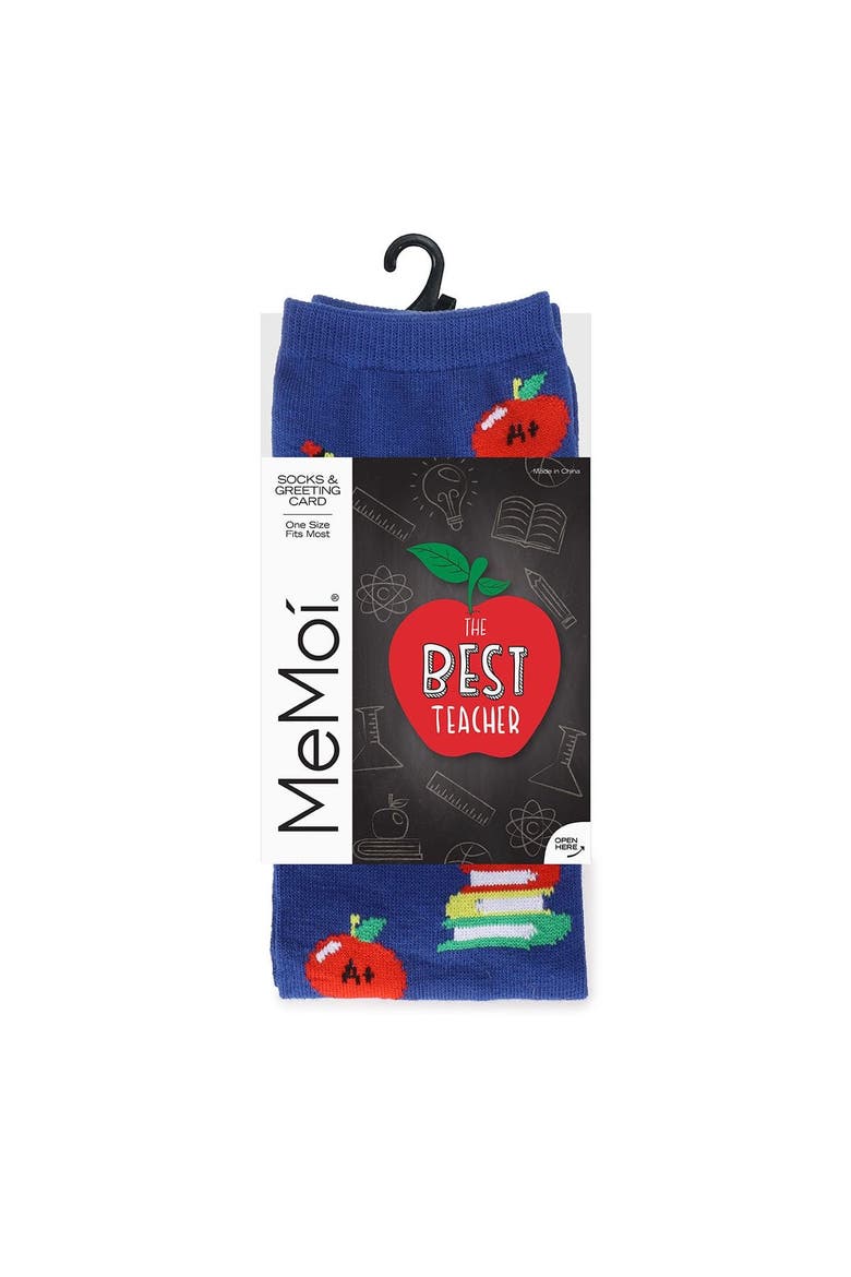 Big Kid's If Teachers Were Apples Greeting Card Crew Socks, Alternate, color, Surf the Web