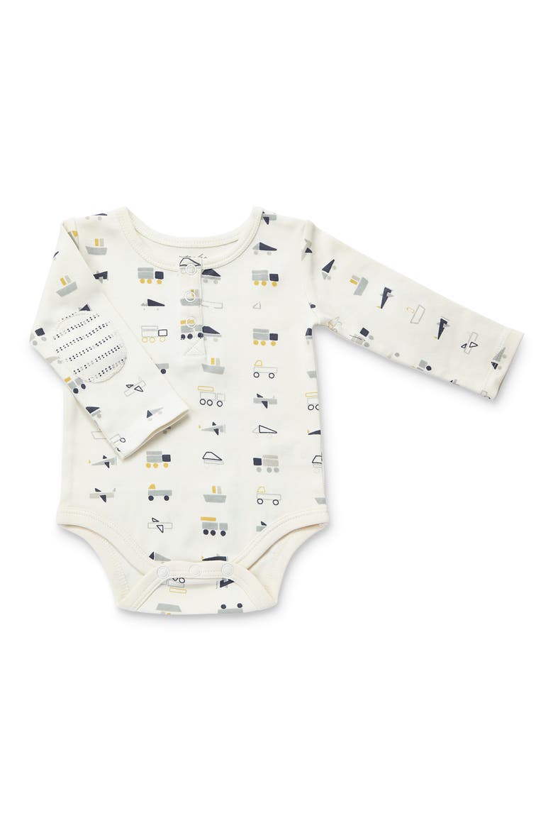 Traffic Jam Organic Cotton Bodysuit, Main, color, IVORY MULTI