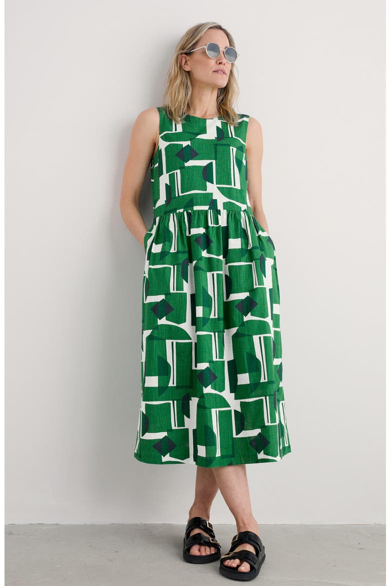 Brouse Geo Print Sleeveless A-Line Dress, Alternate, color, PAPER FORMS ISLAND
