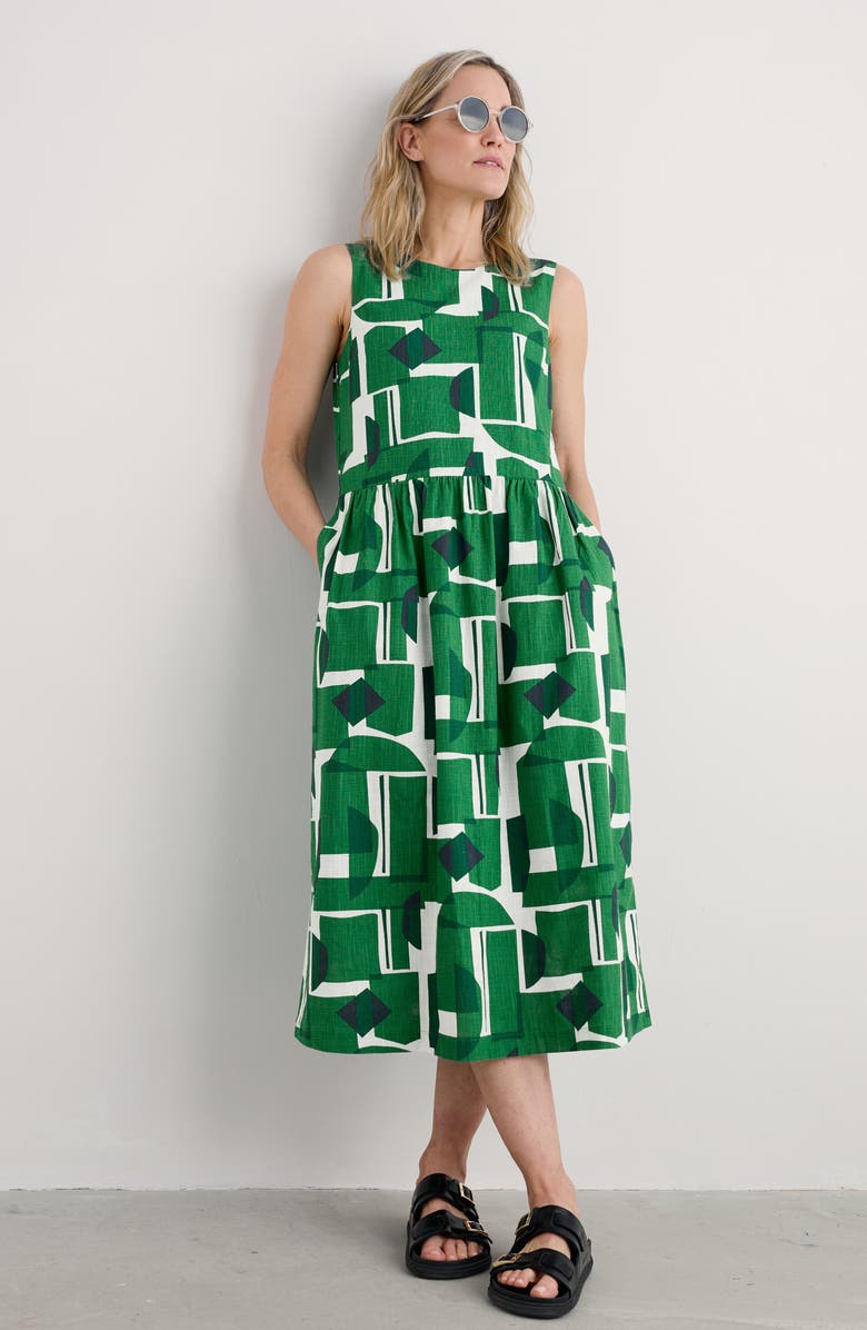 Seasalt Cornwall Brouse Geo Print Sleeveless A-Line Dress, Alternate, color, Paper Forms Island