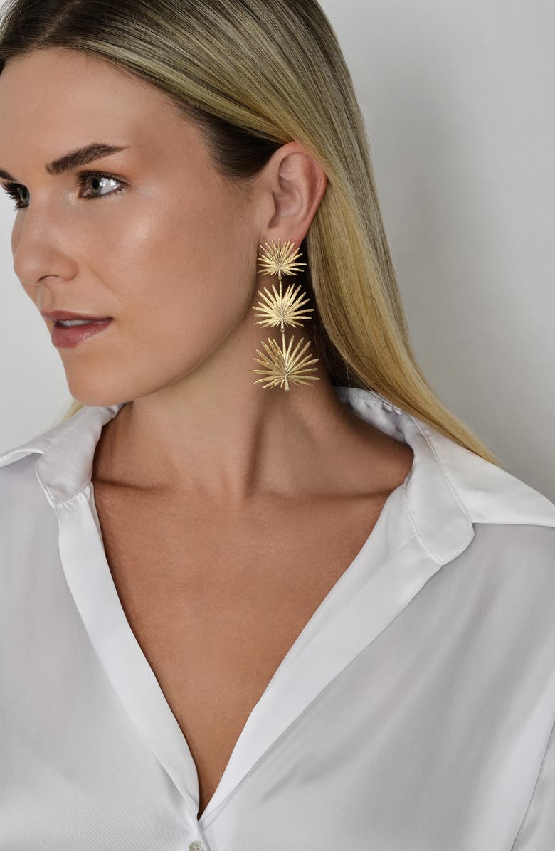 Anabel Aram Jewelry Triple Fan Drop Earrings, Alternate, color, Gold Large