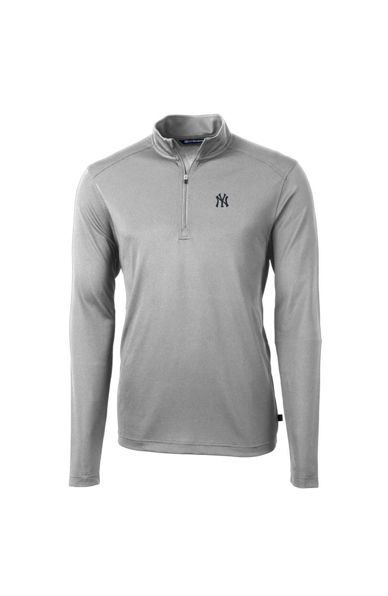 Cutter & Buck Men's Cutter & Buck Gray New York Yankees Big & Tall Virtue Eco Pique Quarter-Zip Pullover Jacket, Alternate, color, Gray