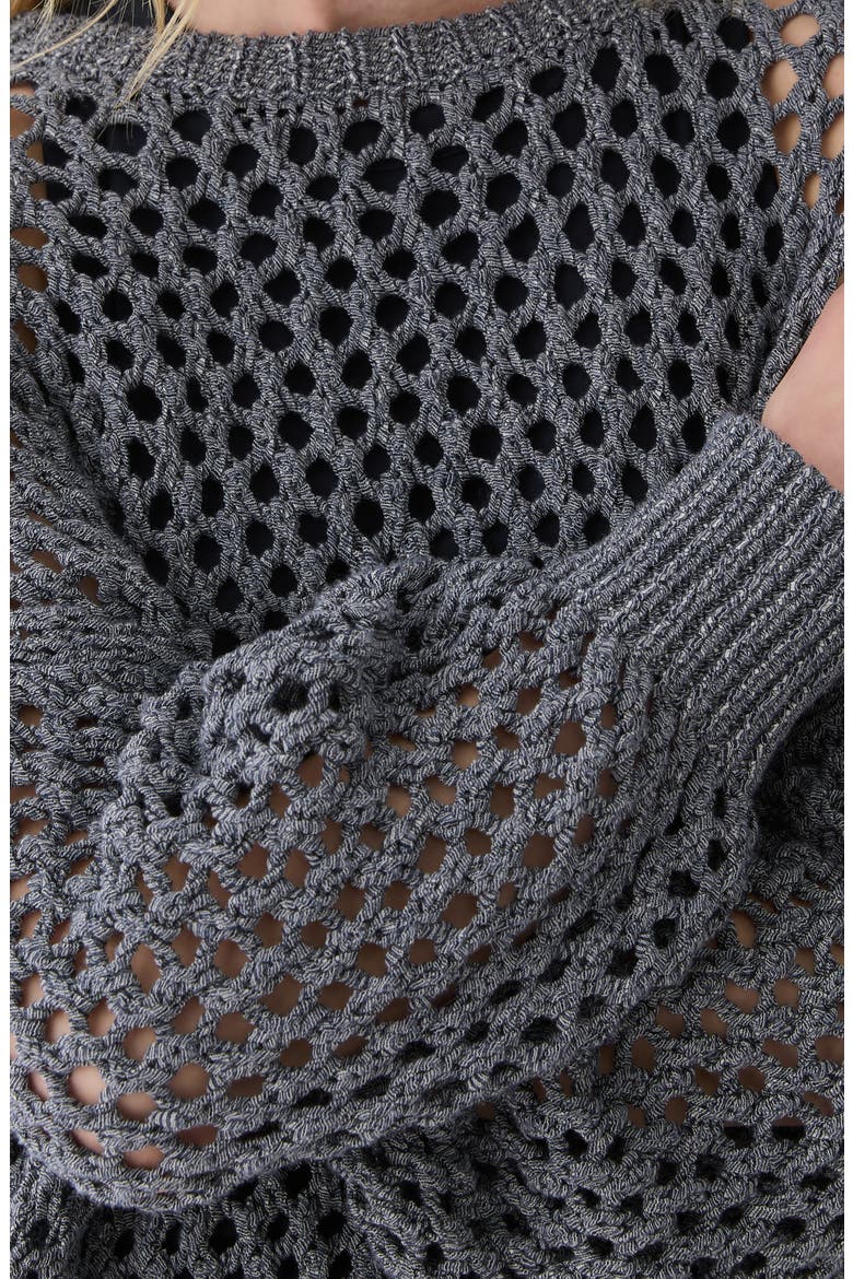 Hand Knit Cotton Open Stitch Sweater, Alternate, color, DENIM MULTI