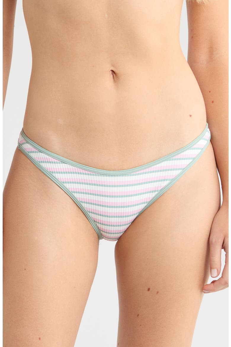 Skyrocket High Leg Bikini Bottoms, Main, color, PINK GREEN STRIPE