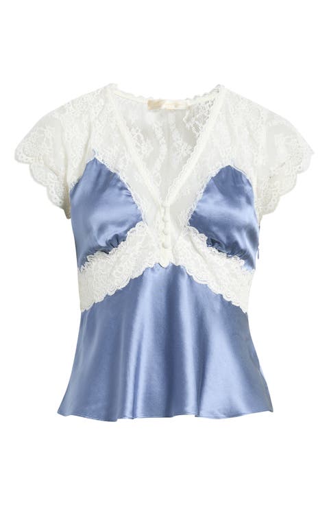 Verelle Lace Trim Satin Top