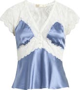 LoveShackFancy Verelle Lace Trim Satin Top