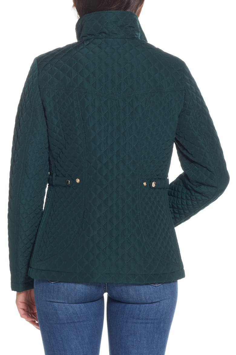 Quilted Stand Collar Jacket, Alternate, color, DARK HUNTER