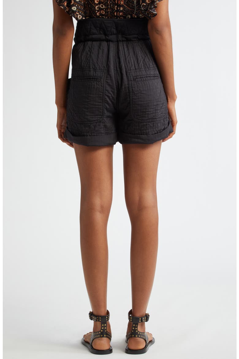 Sereni Waist Tie Cotton Shorts, Alternate, color, BLACK