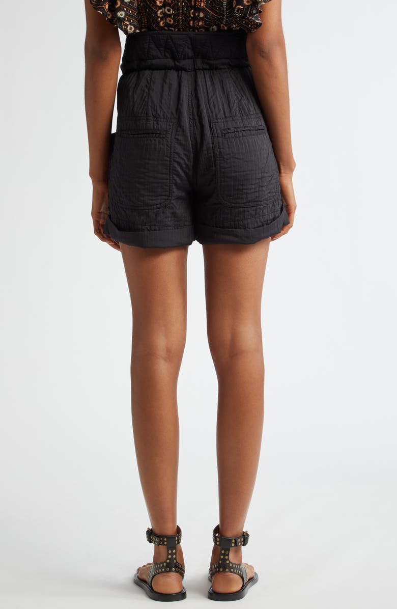 Isabel Marant Étoile Sereni Waist Tie Cotton Shorts, Alternate, color, Black
