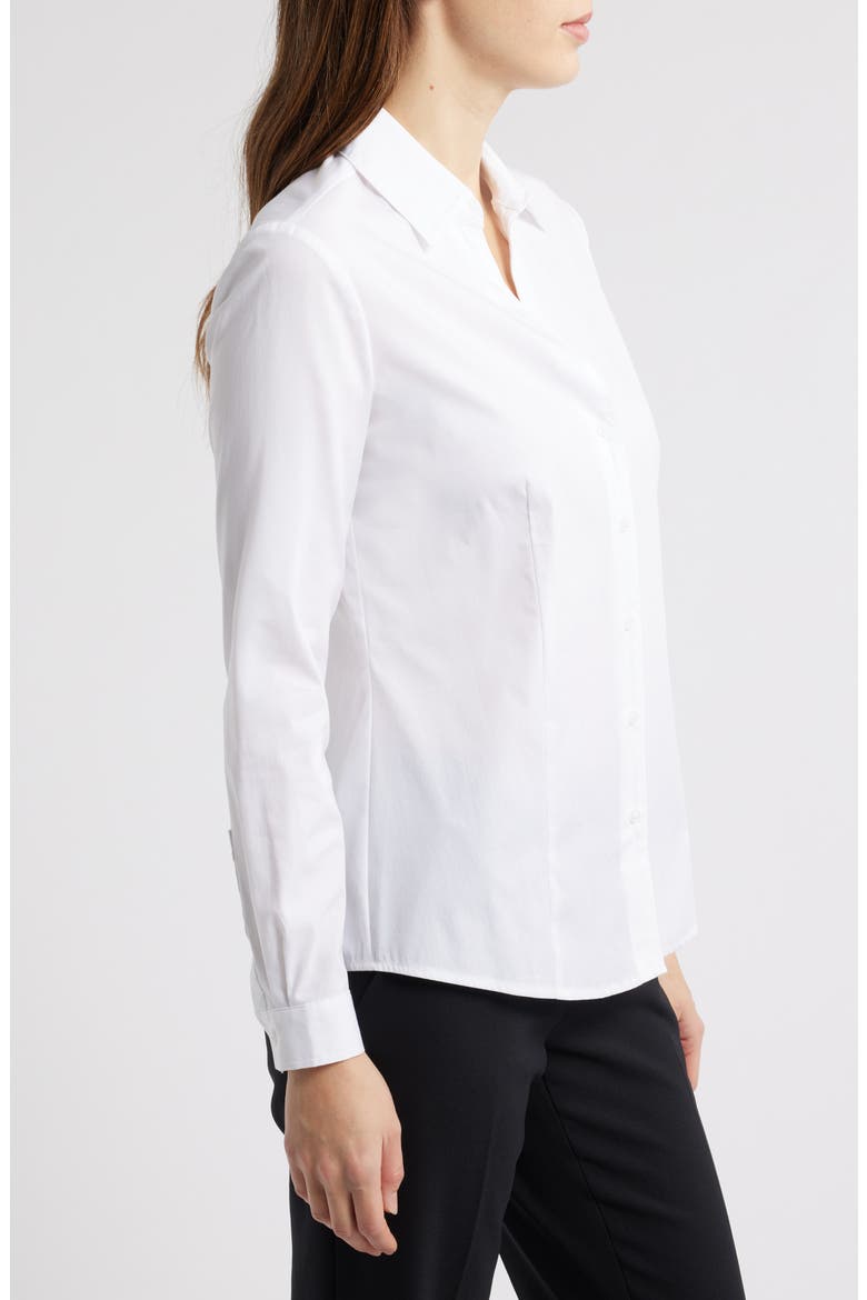 Cotton Blend Poplin Button-Up Shirt, Alternate, color, BRIGHT WHITE