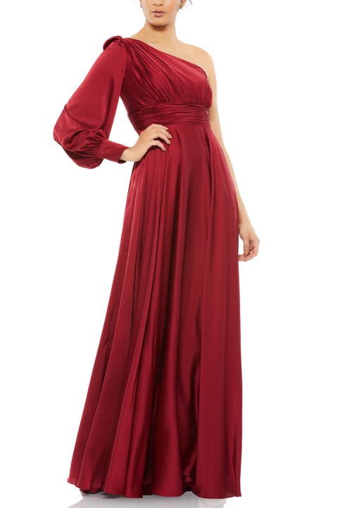 【Mac Duggal】Burgundy☆ビショップ FLOWY ロングドレス Mac Duggal】Burgundy☆ビショップ FLOWY ロングドレス