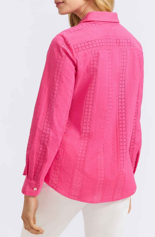 FOXCROFT FOXCROFT ZOEY MIXED STITCH BUTTON-UP SHIRT 