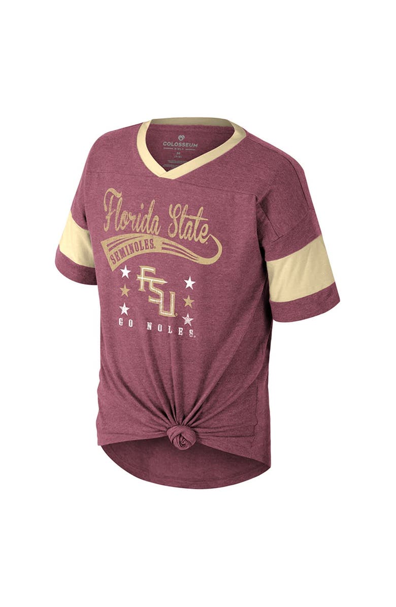 COLOSSEUM Girls Youth Colosseum  Garnet Florida State Seminoles Frontier Tie Front T-Shirt, Alternate, color, 