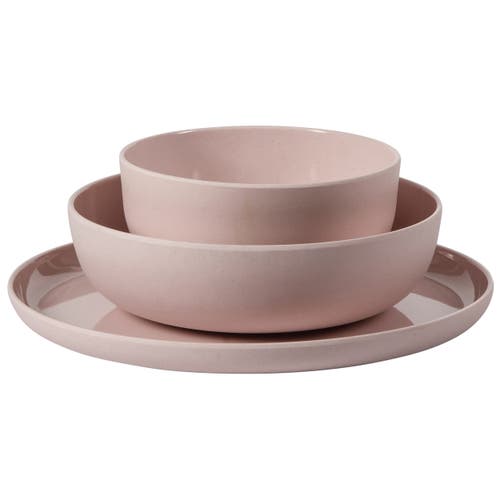 Gibson Home Candy Skies 12 Piece Wheat Straw Melamine Dinnerware Set In Pink