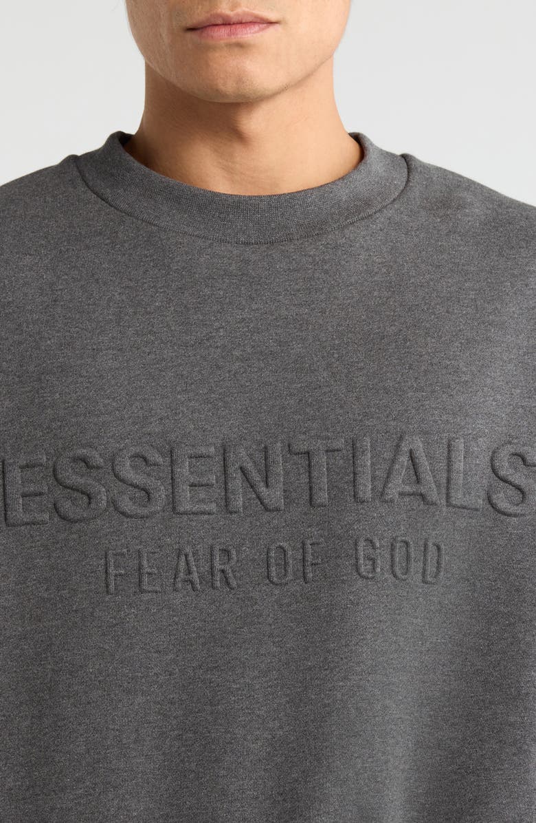 Fear of God Essentials Classic Fit Fleece Crewneck Sweatshirt, Alternate, color, Charcoal Heather