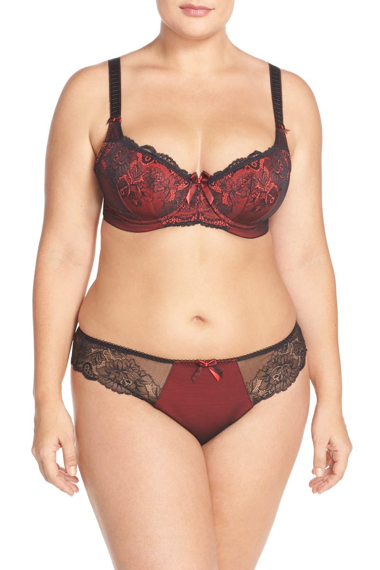 'Anushka' Underwire Padded Half Cup Bra, Alternate, color, BLACK