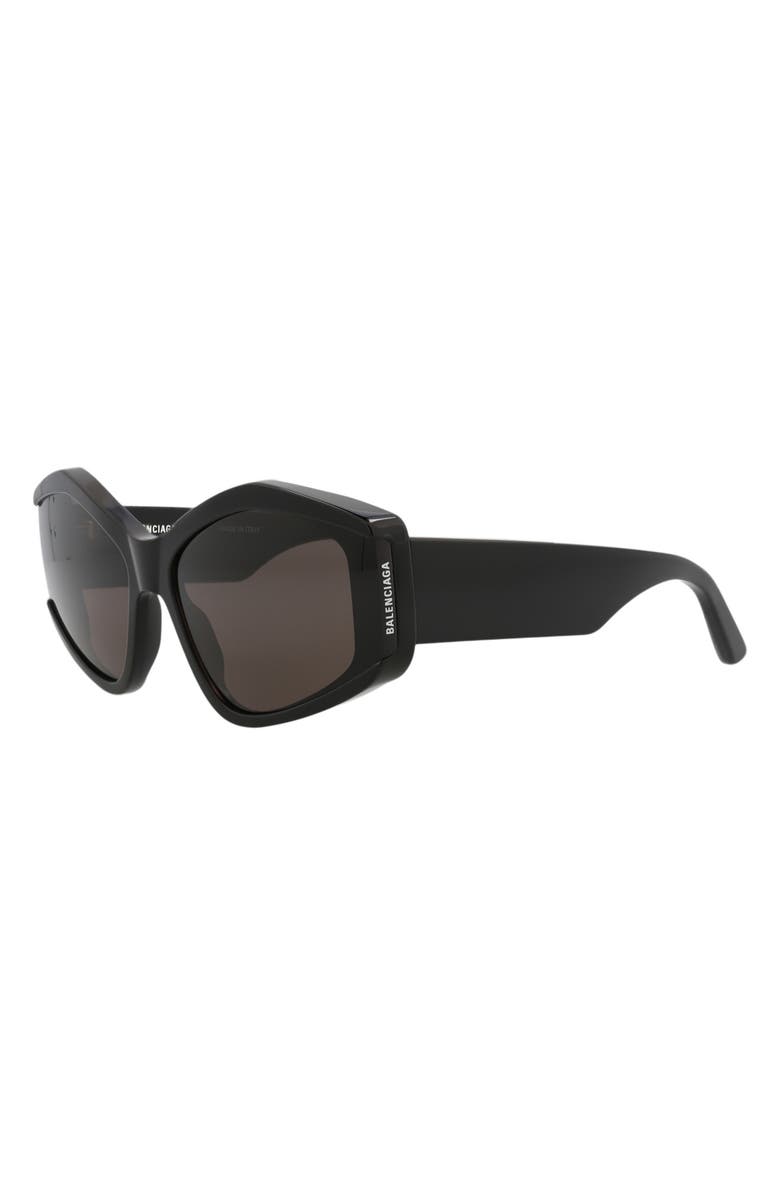 Balenciaga 66mm Cat Eye Sunglasses, Alternate, color, Black Black Grey