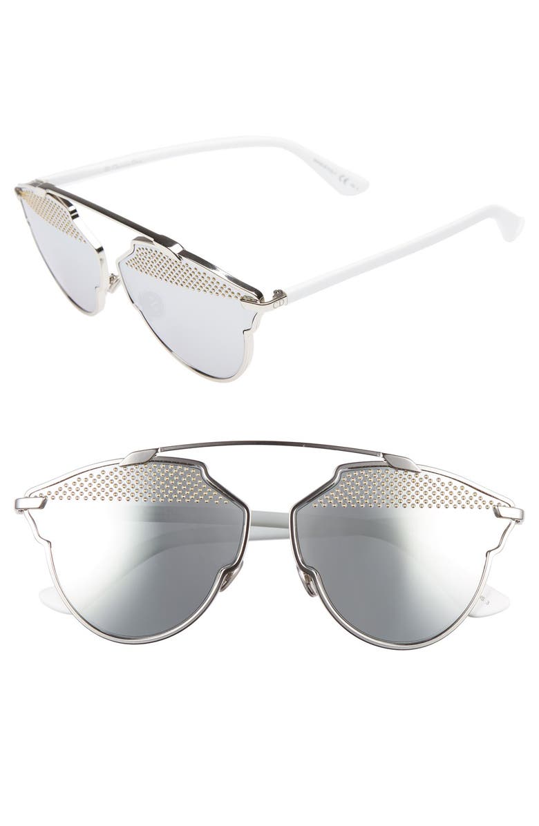 DIOR So Real Studded 59mm Brow Bar Sunglasses, Main, color, 