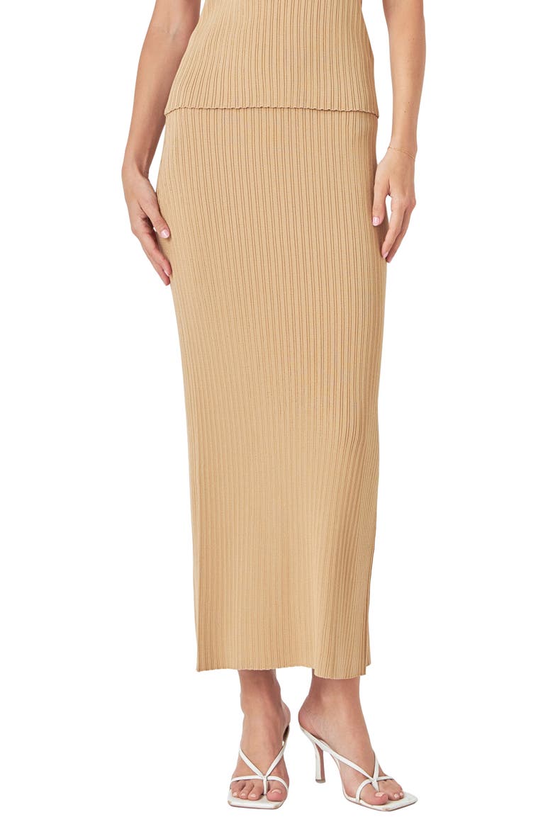 Rib Maxi Skirt, Main, color, CAMEL