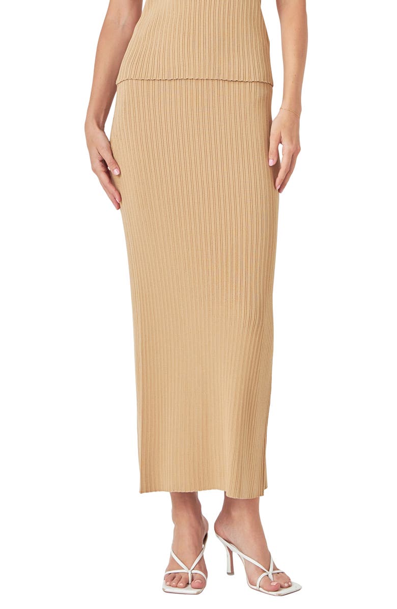 Endless Rose Rib Maxi Skirt, Main, color, Camel