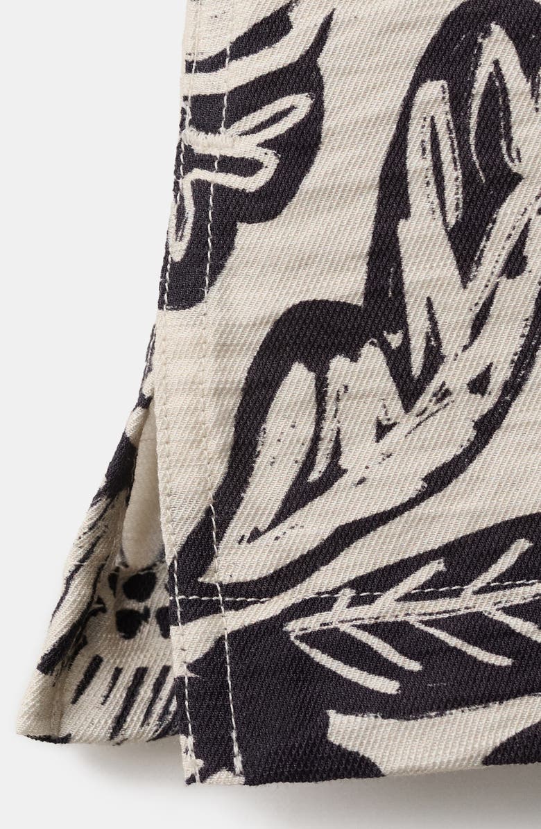 MANGO Printed Textured Camp Shirt, Alternate, color, Beige