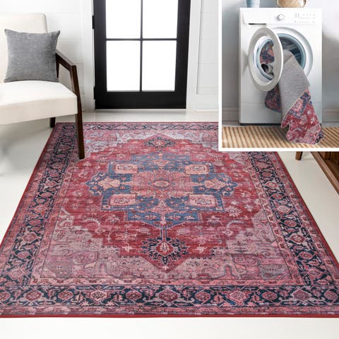 Maris Ornate Medallion Machine-Washable Area Rug