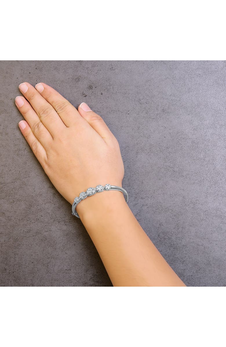 Haus of Brilliance 14K White Gold 2 1/2 Cttw Diamond Graduating Floral Cluster Bangle Bracelet, Alternate, color, White