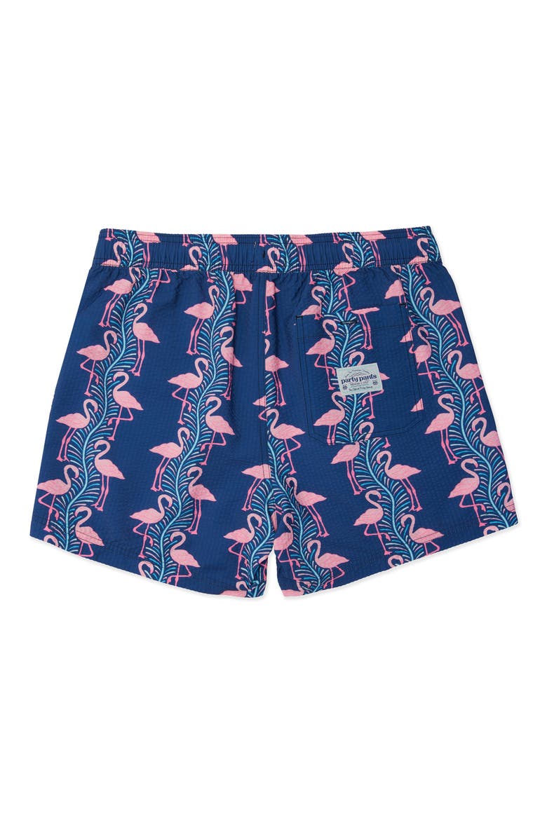 Flamingles Party Starter 5-Inch Swim Trunks, Alternate, color, NAVY BLUE