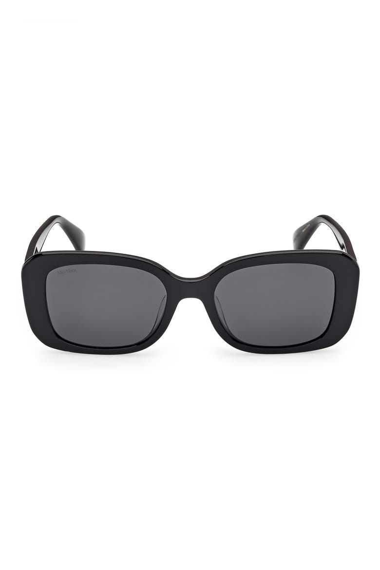 54mm Rectangular Sunglasses, Main, color, SHINY BLACK / SMOKE