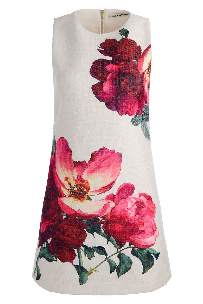 Clyde Placed Floral Tweed Minidress, Alternate, color, EMPRESS BLOOM OFF WHITE