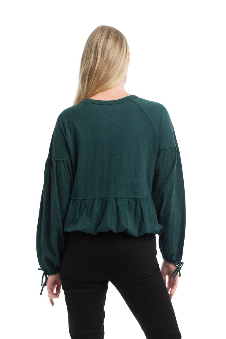 Shirred Elastic Hem Tee, Alternate, color, Dark Sea