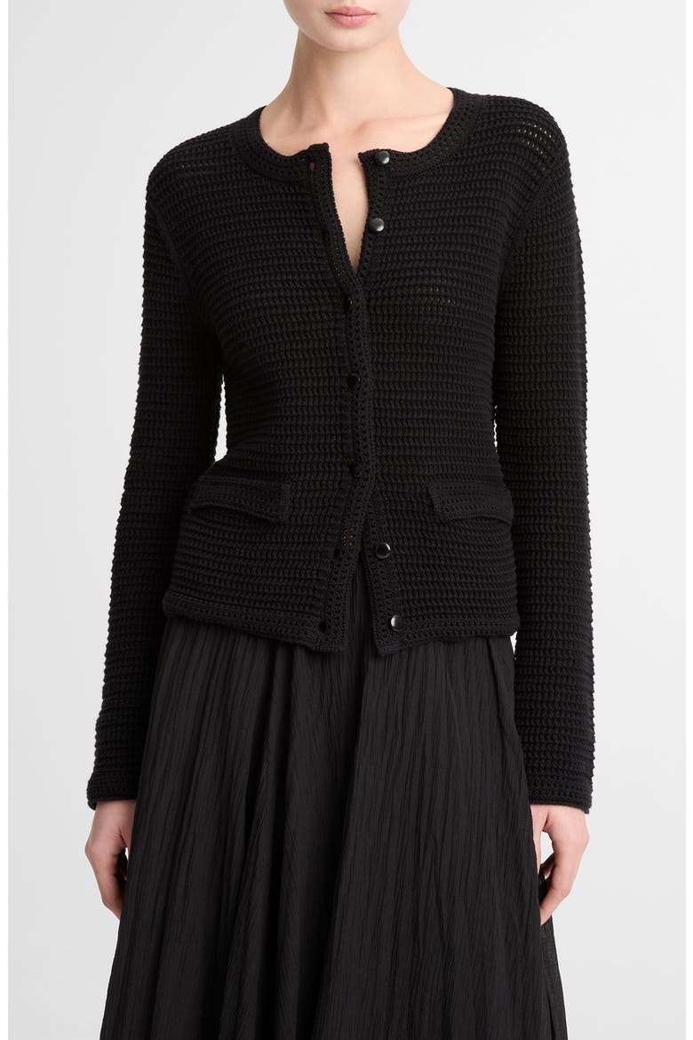 Cotton Open Stitch Cardigan, Main, color, BLACK