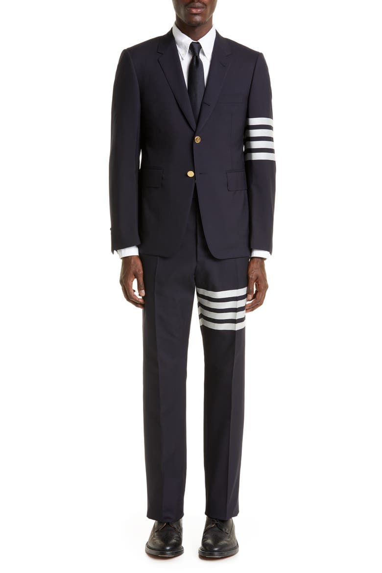 4 Bar Mélange Wool Sport Coat, Alternate, color, NAVY