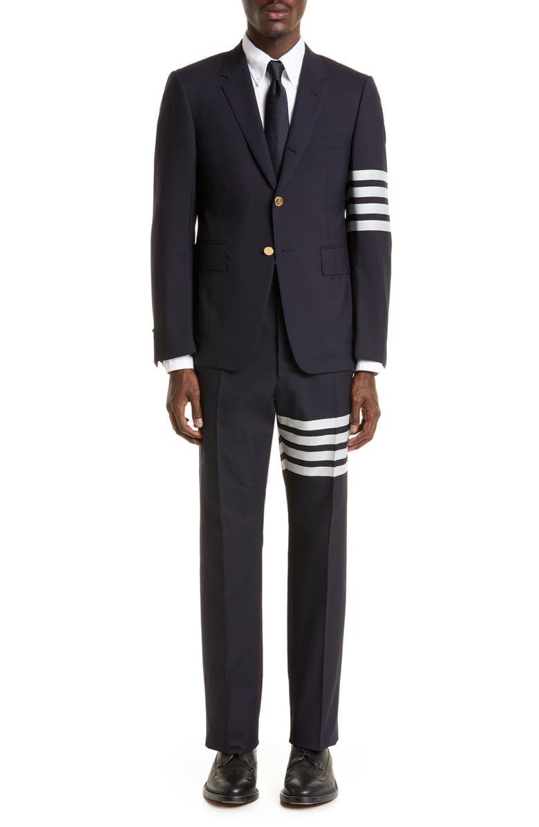 Thom Browne 4 Bar Mélange Wool Sport Coat, Alternate, color, Navy