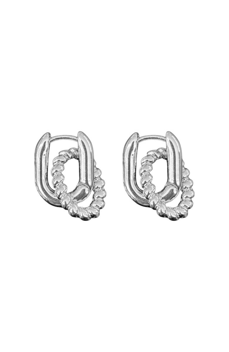 Hollywood Sensation Double Hoop Twist Huggie Drop earrings, Alternate, color, Silver