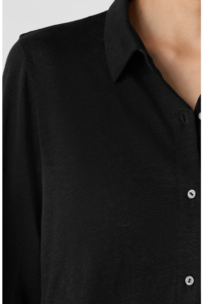 Classic Slim Fit Organic Linen Button-Up Shirt, Alternate, color, BLACK